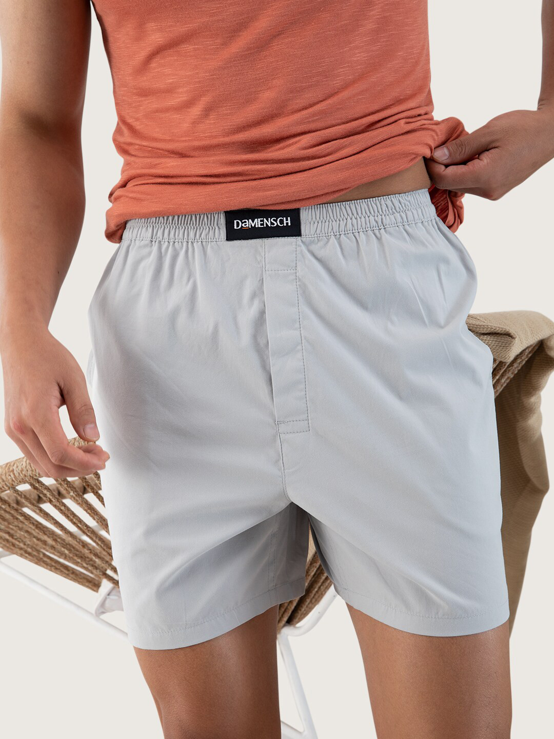 

DAMENSCH Men Grey Solid Pure Cotton Boxer Shorts DAM-SLD-LBX-GYT