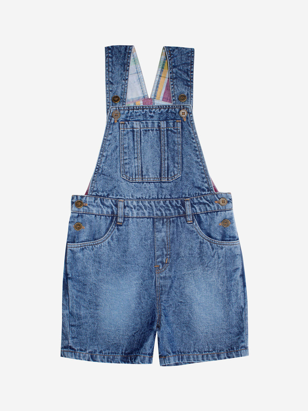 

KiddoPanti Boys Blue Solid Pure Cotton Dungarees