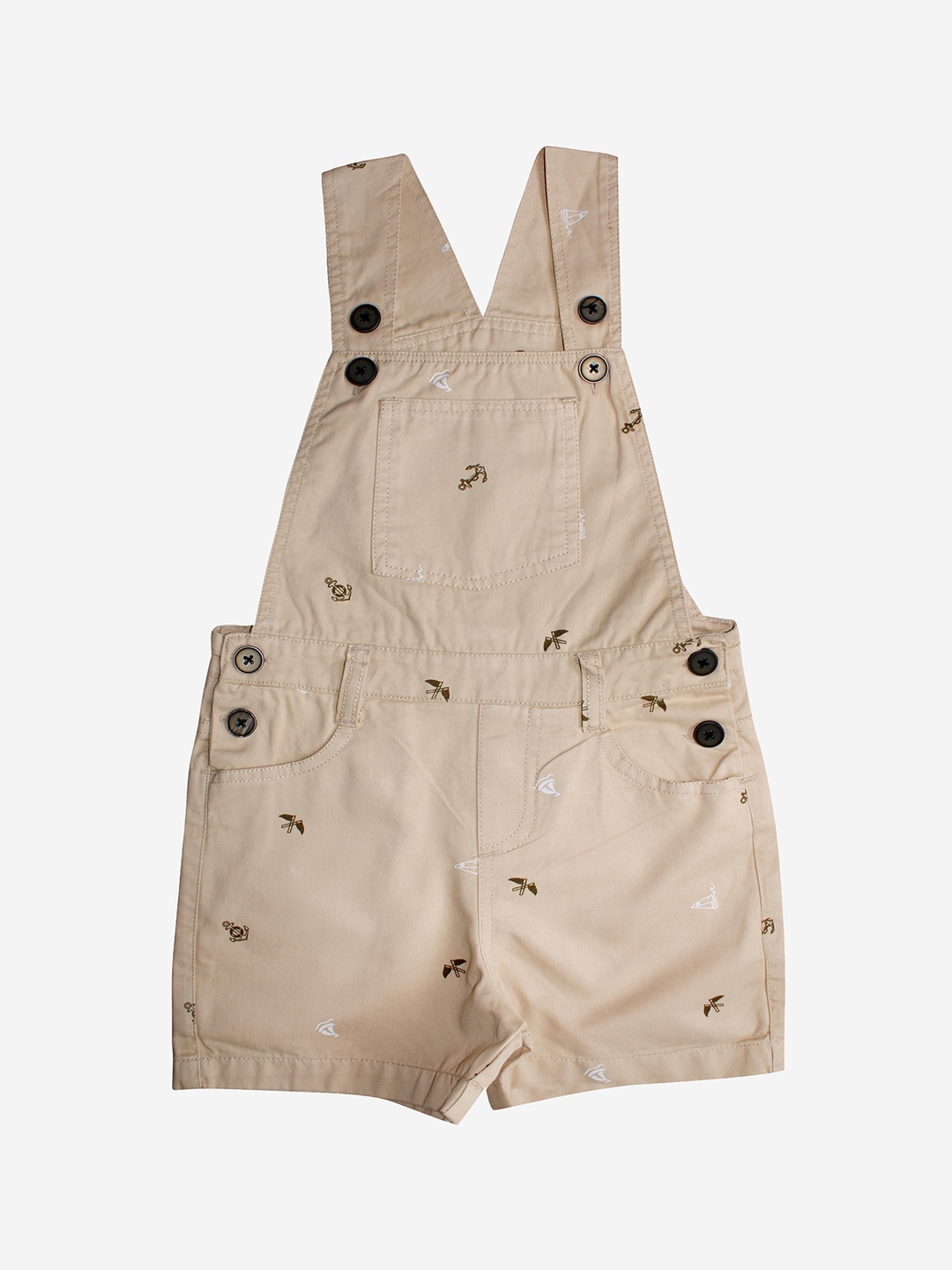 

KiddoPanti Boys Beige Printed Dungare Shorts