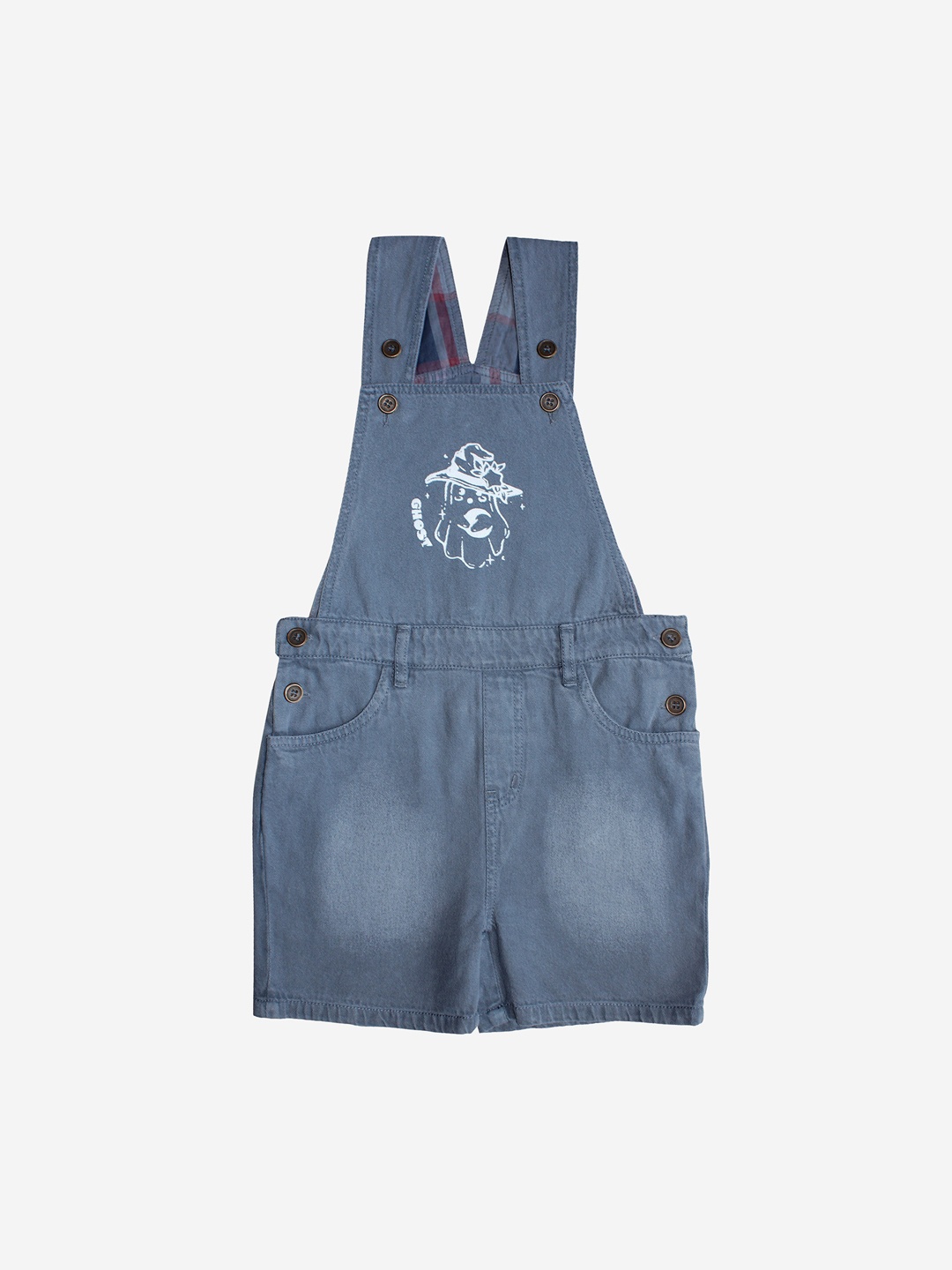 

KiddoPanti Boys Blue Printed Denim Dungaree