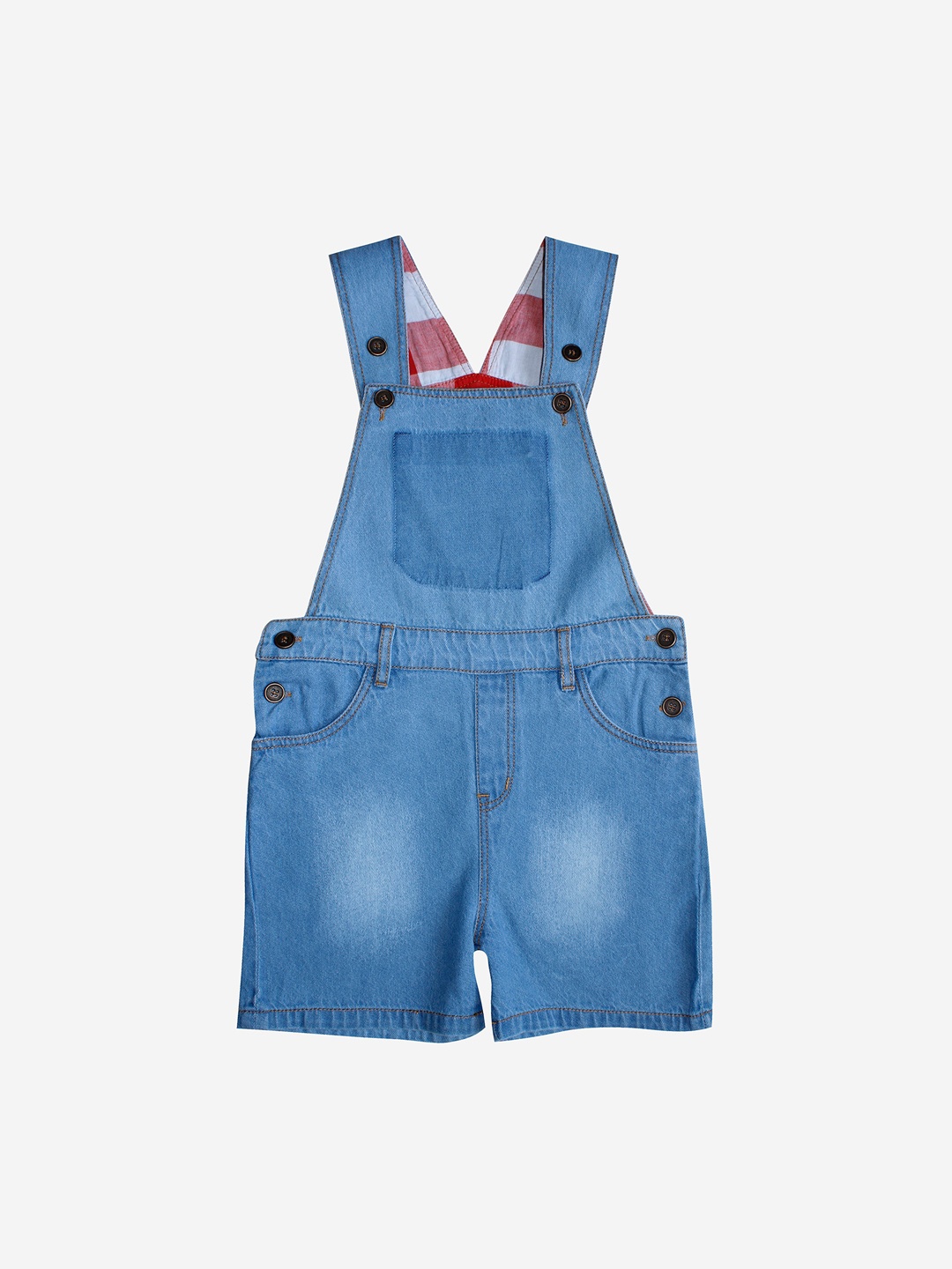 

KiddoPanti Boys Blue Solid Denim Dungaree Shorts