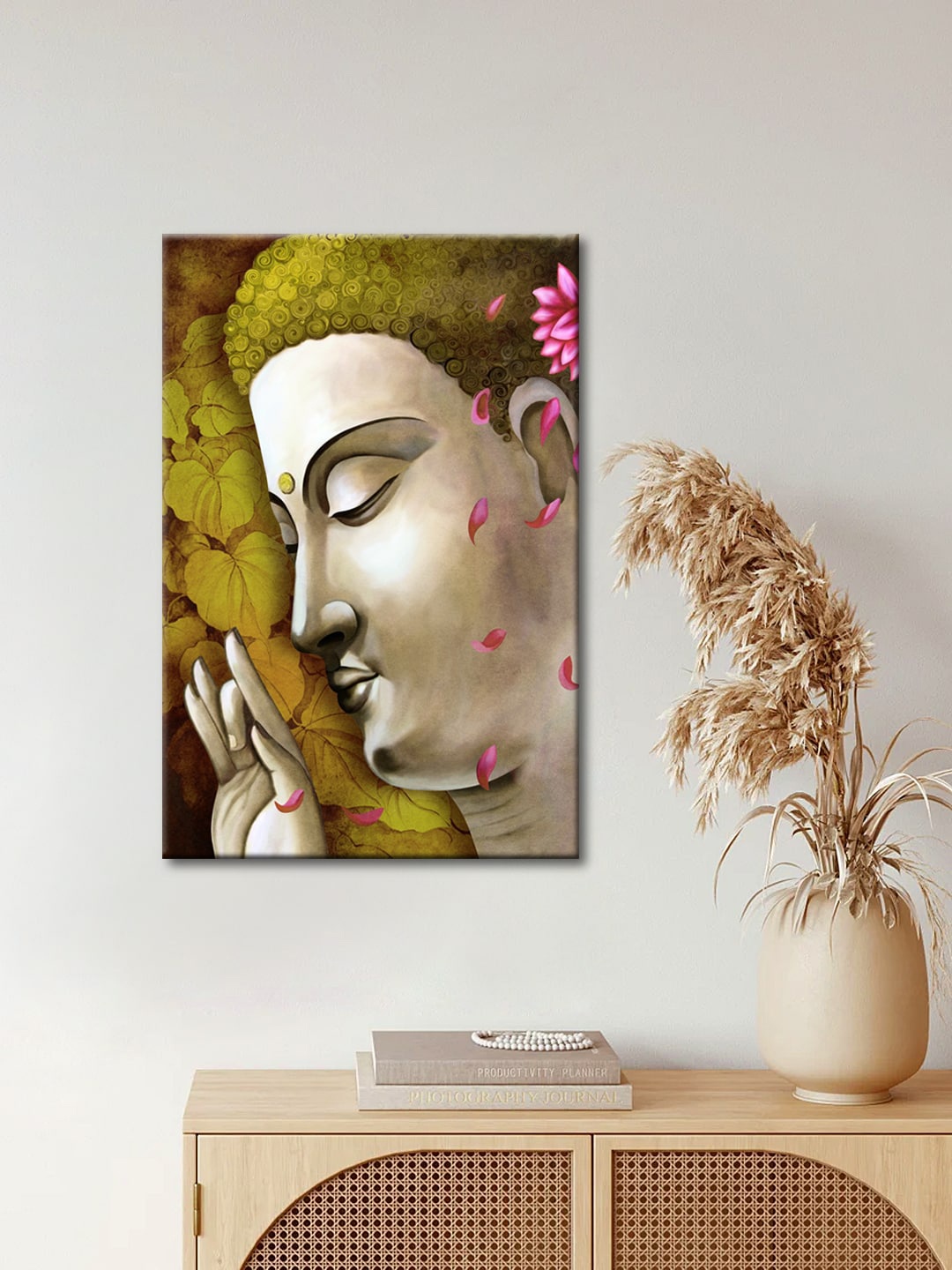 

999Store Brown Lord Buddha Face Canvas Painting