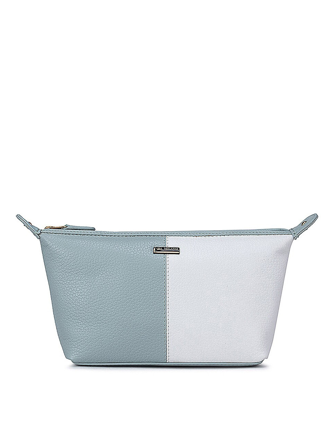 

Da Milano Aqua-Blue & White Color-Blocked Leather Travel Pouch
