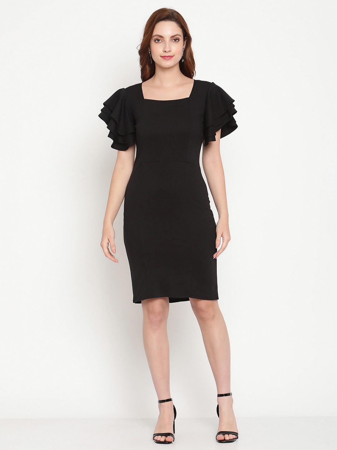 

Sugathari Black Sheath Dress