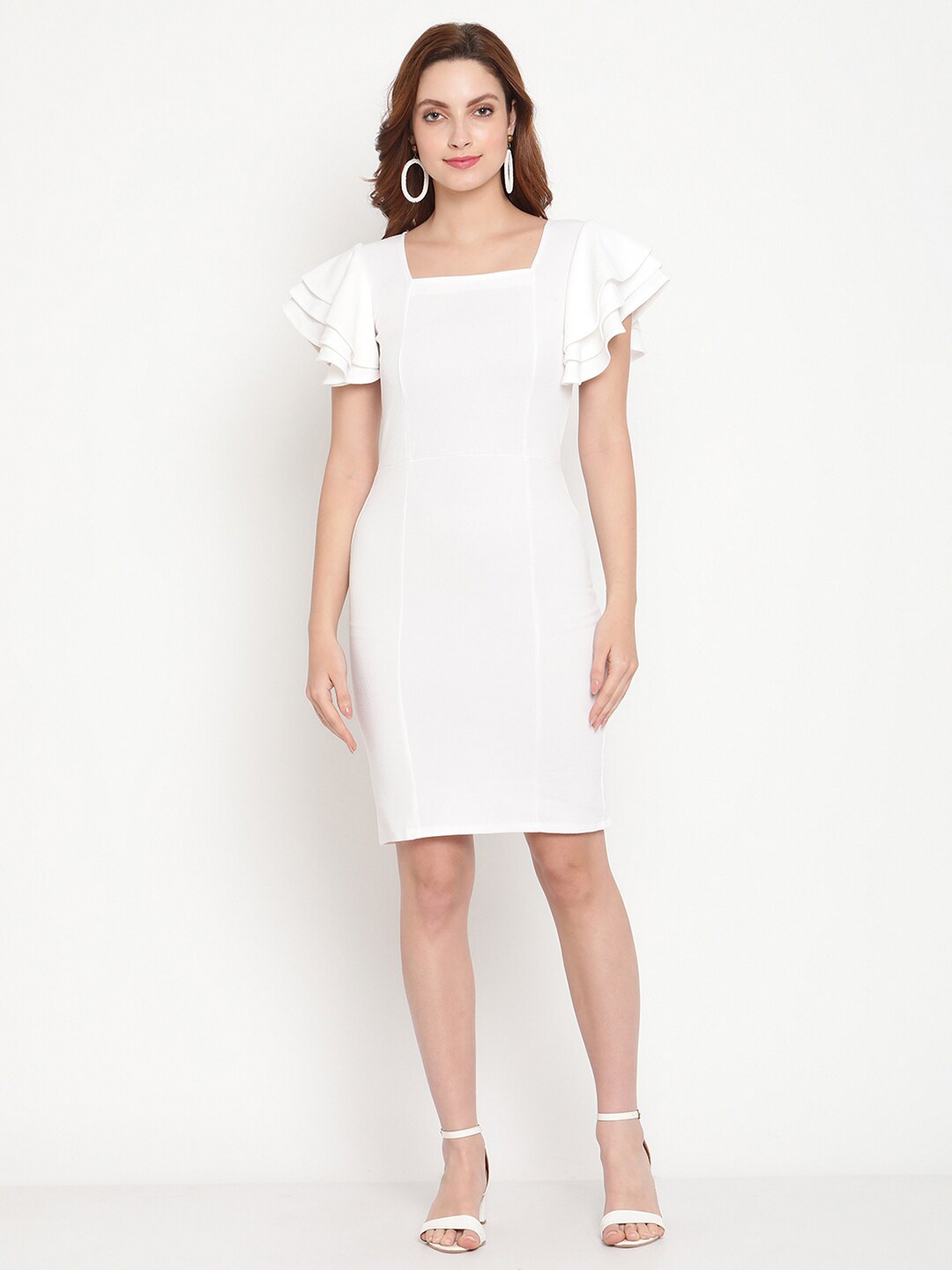 

Sugathari White Sheath Dress