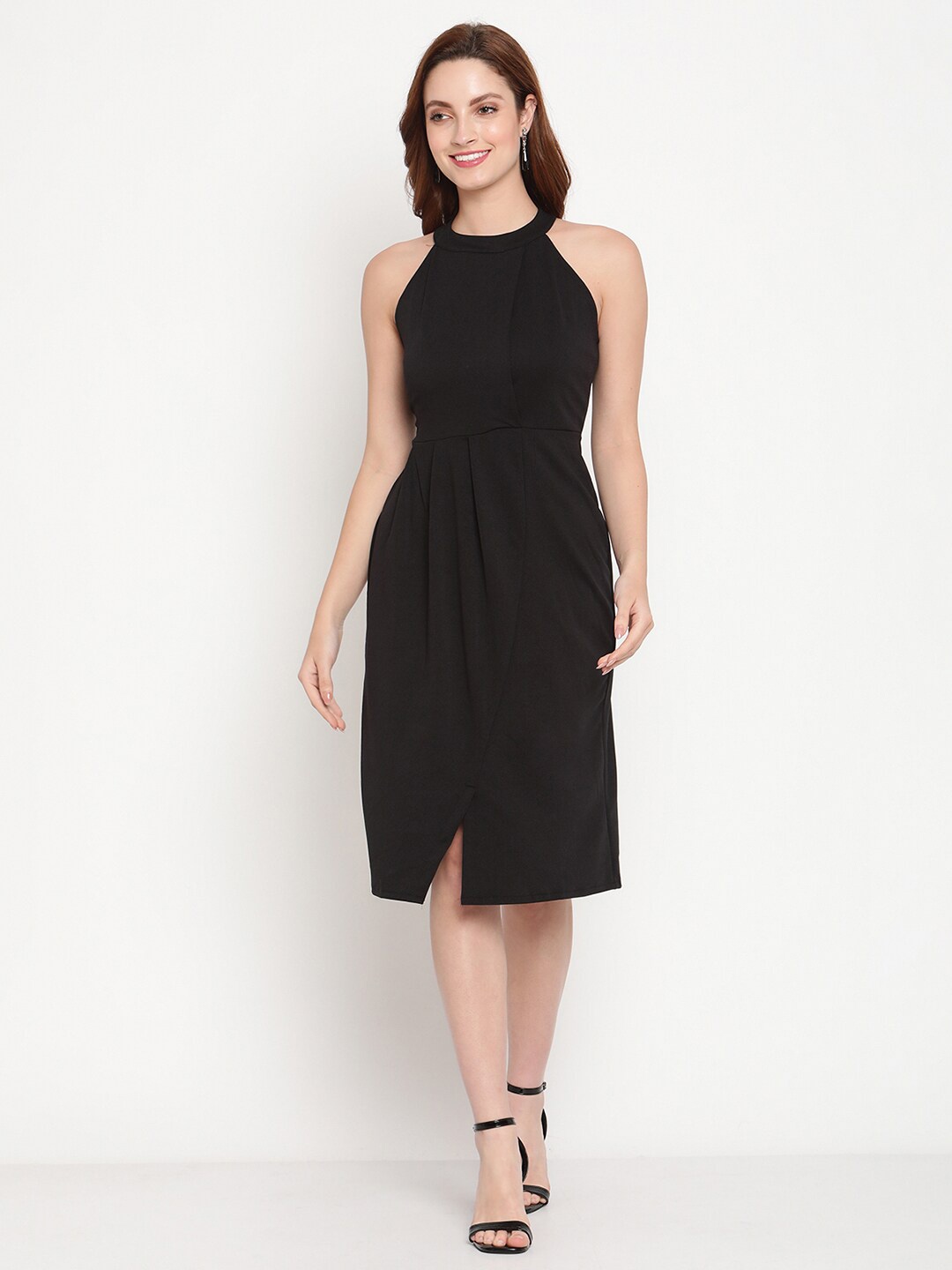 

Sugathari Black Sheath Dress