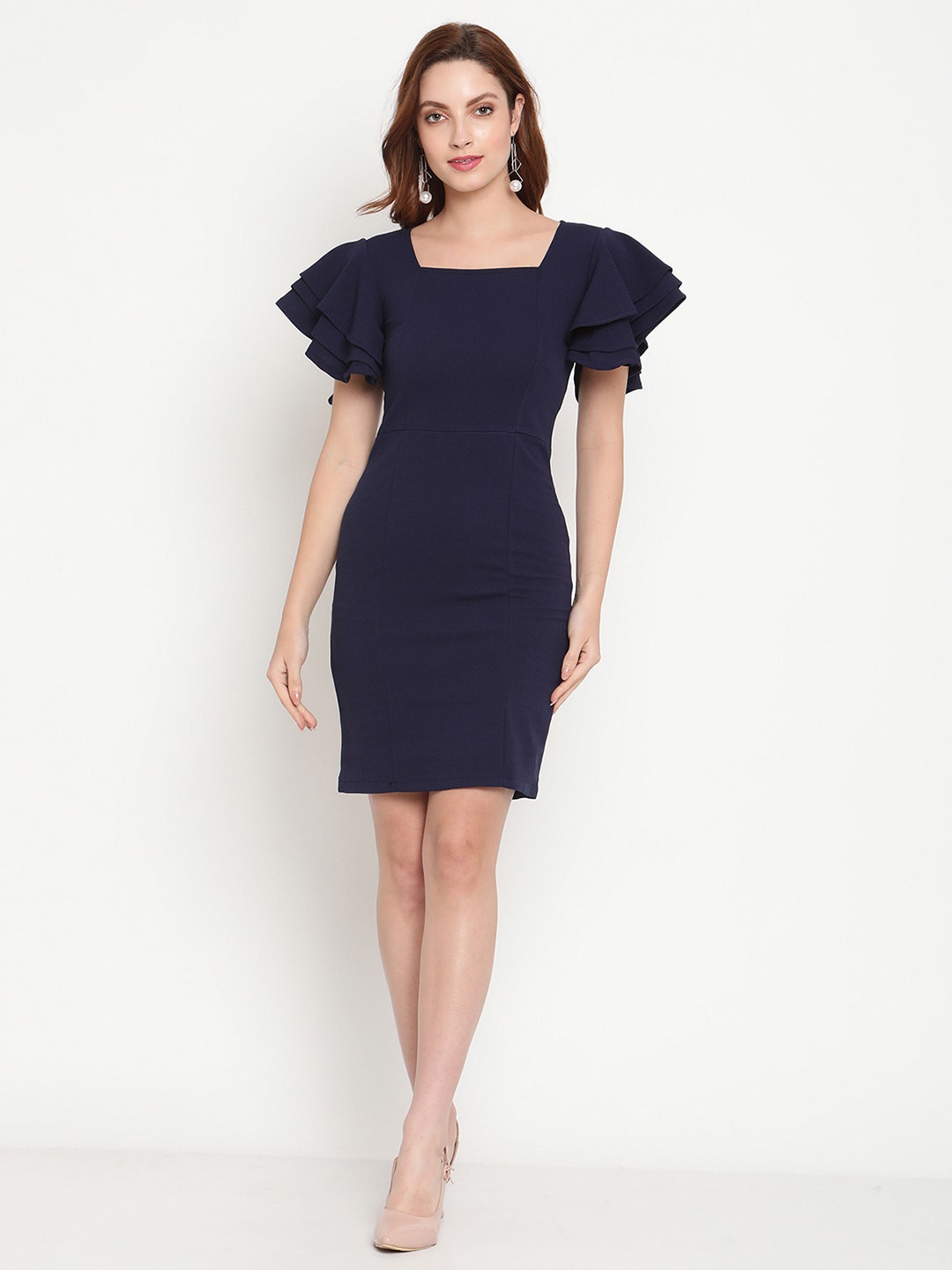 

Sugathari Navy Blue Sheath Dress