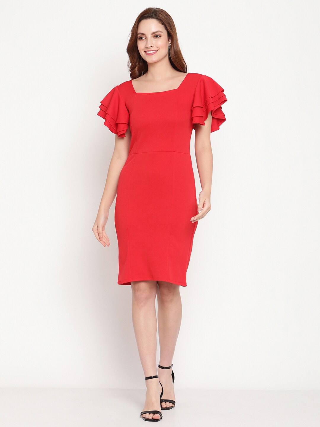 

Sugathari Red Sheath Dress