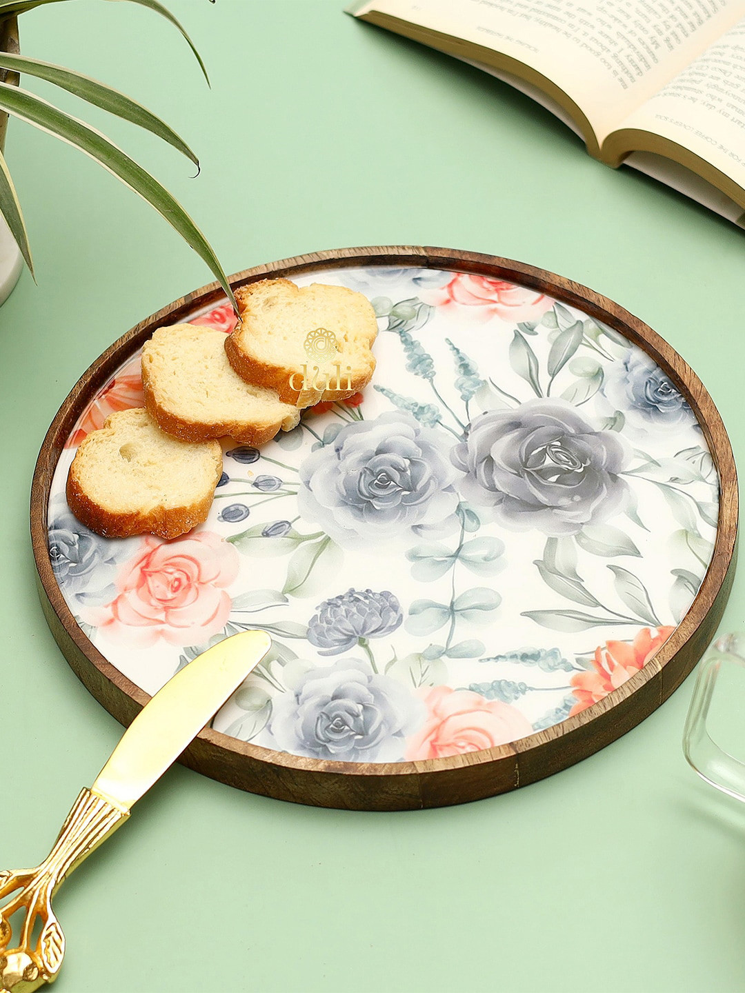 

DULI Grey Printed Round Serving Trays