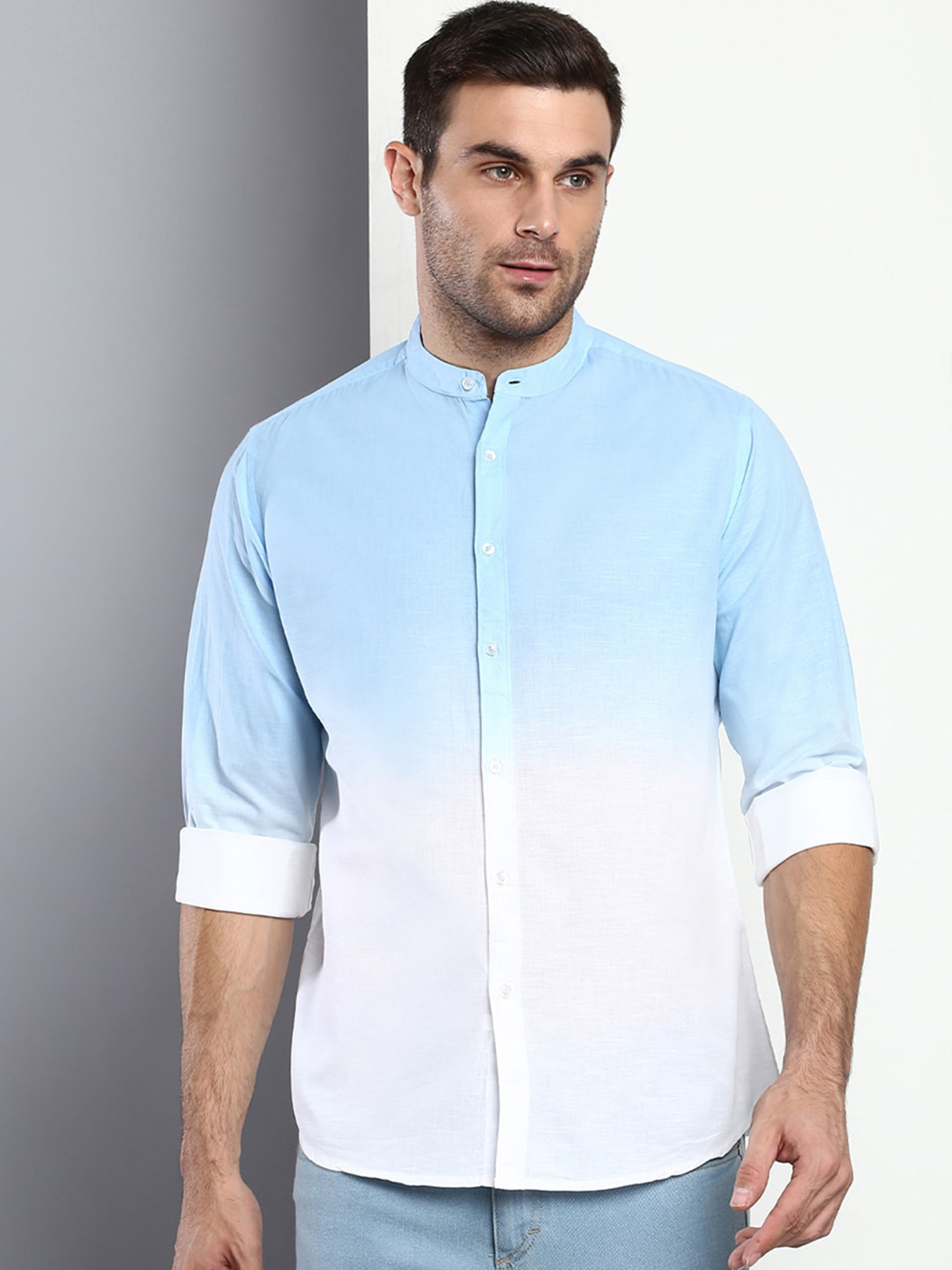 

Dennis Lingo Men Blue Slim Fit Faded Casual Shirt