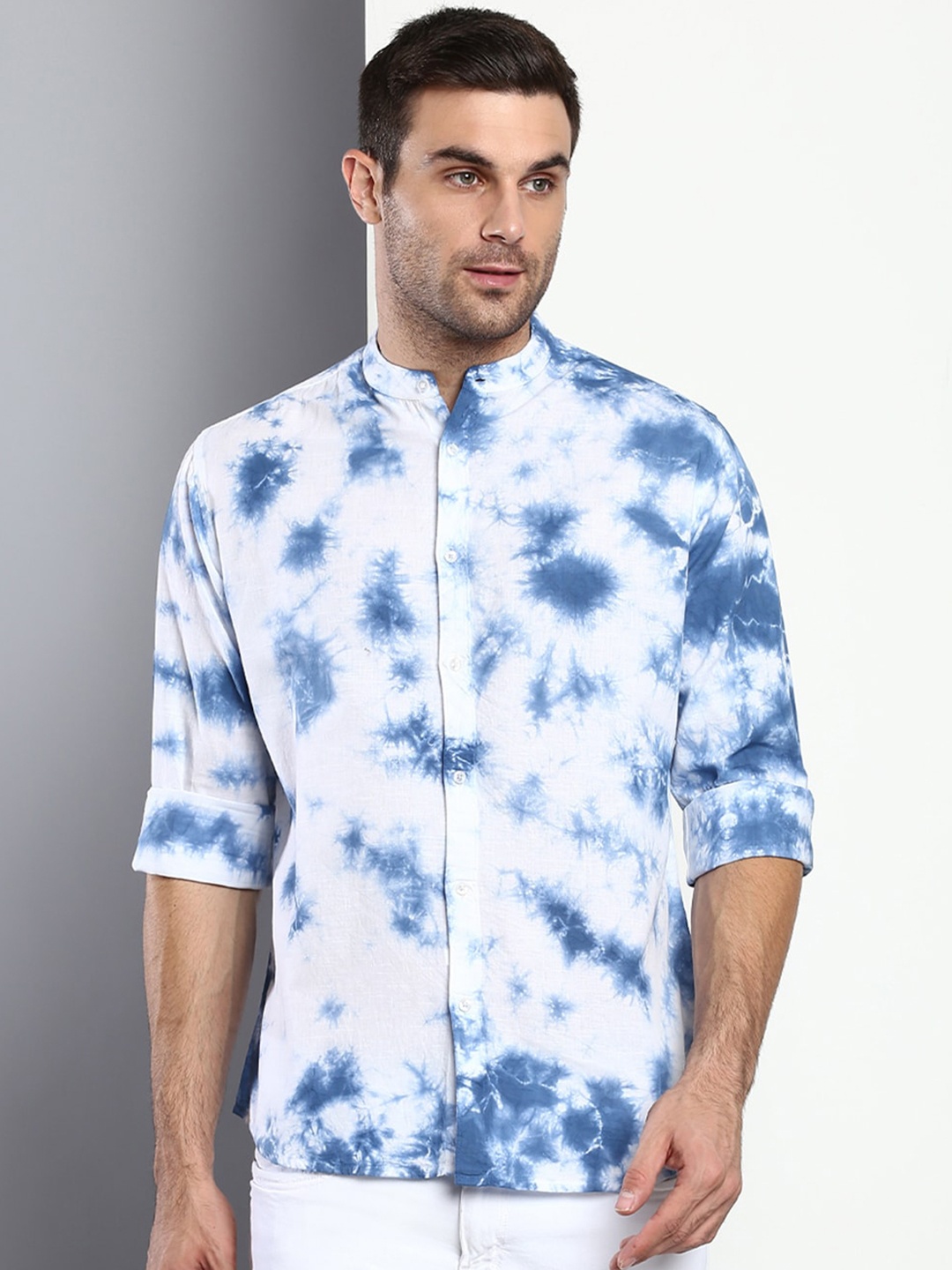 

Dennis Lingo Men Blue Slim Fit Printed Casual Shirt