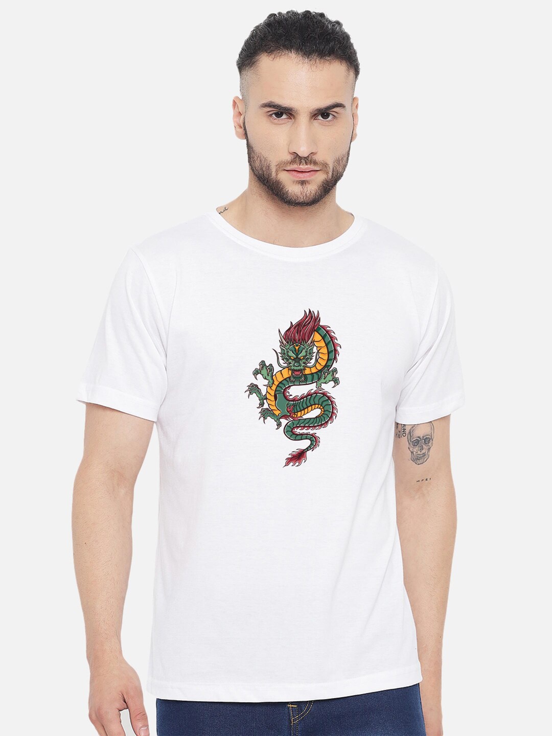 

FFLIRTYGO Men White Printed Applique T-shirt