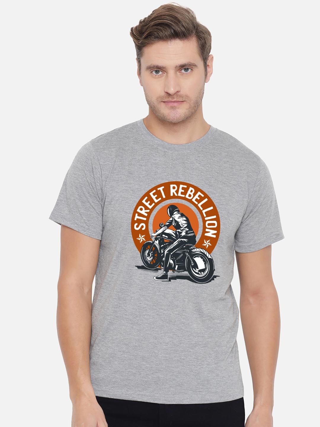 

FFLIRTYGO Men Grey Applique T-shirt