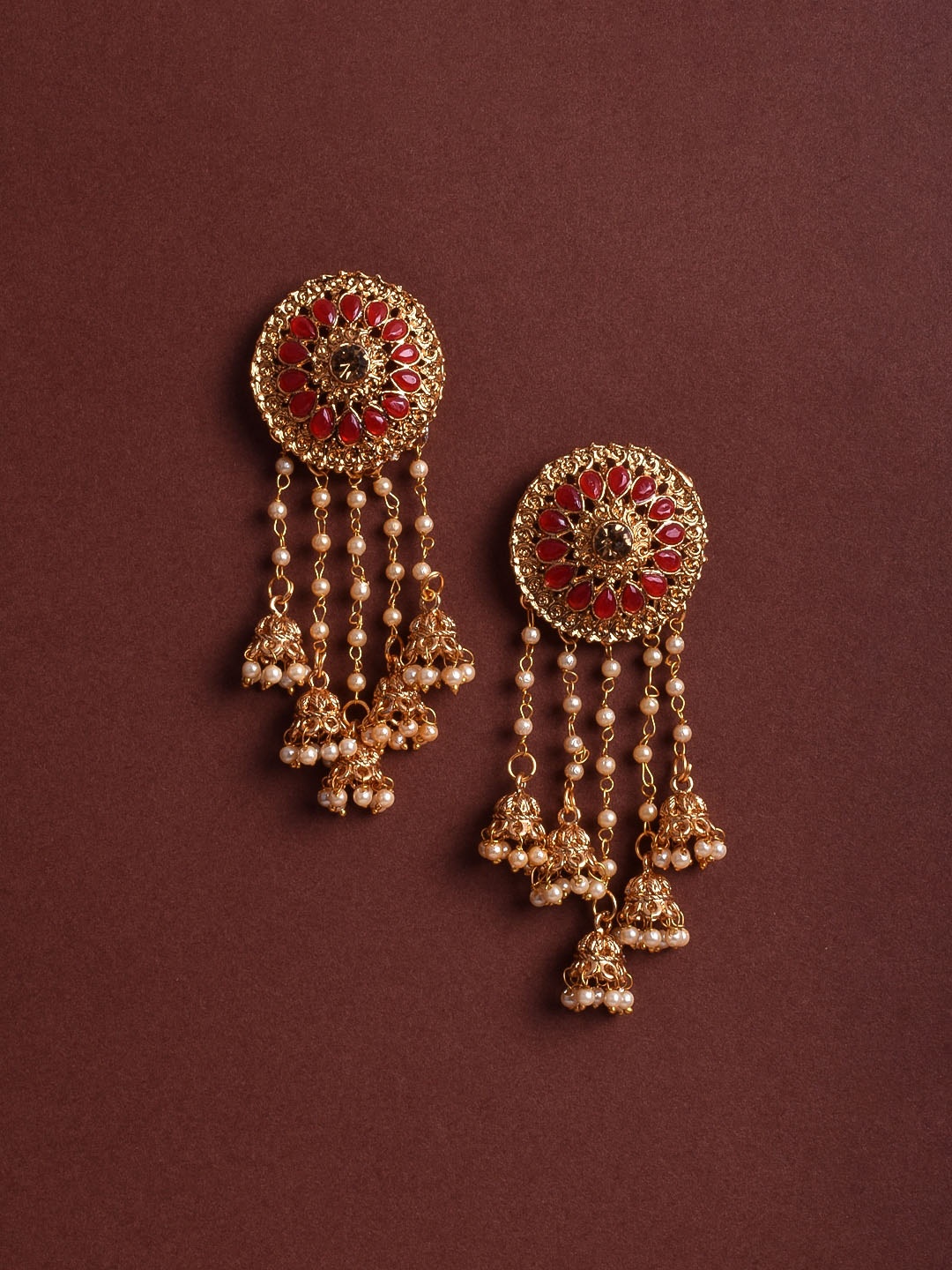 

STEORRA JEWELS Red Contemporary Drop Earrings