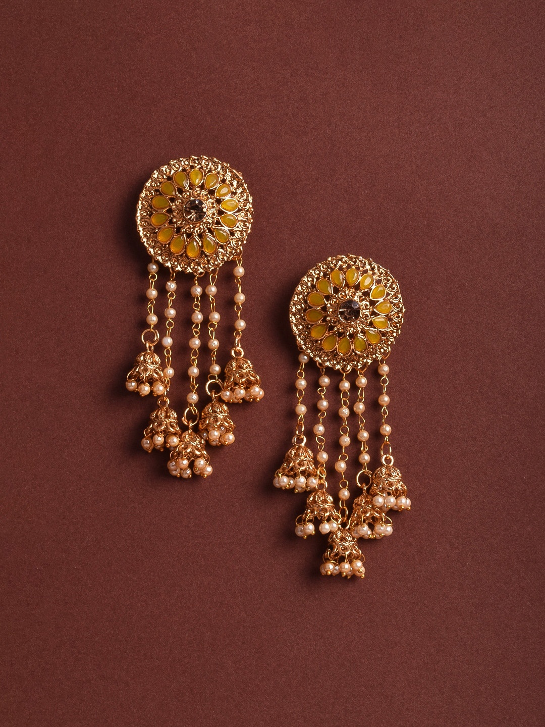 

STEORRA JEWELS Yellow Contemporary Drop Earrings