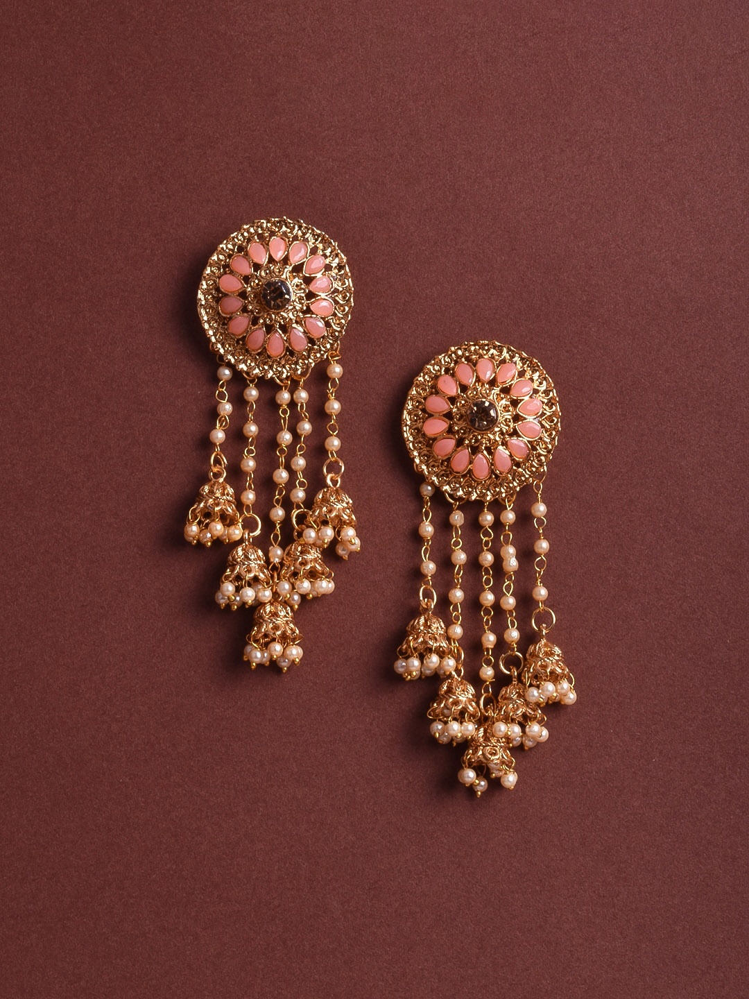

STEORRA JEWELS Peach-Coloured Contemporary Drop Earrings