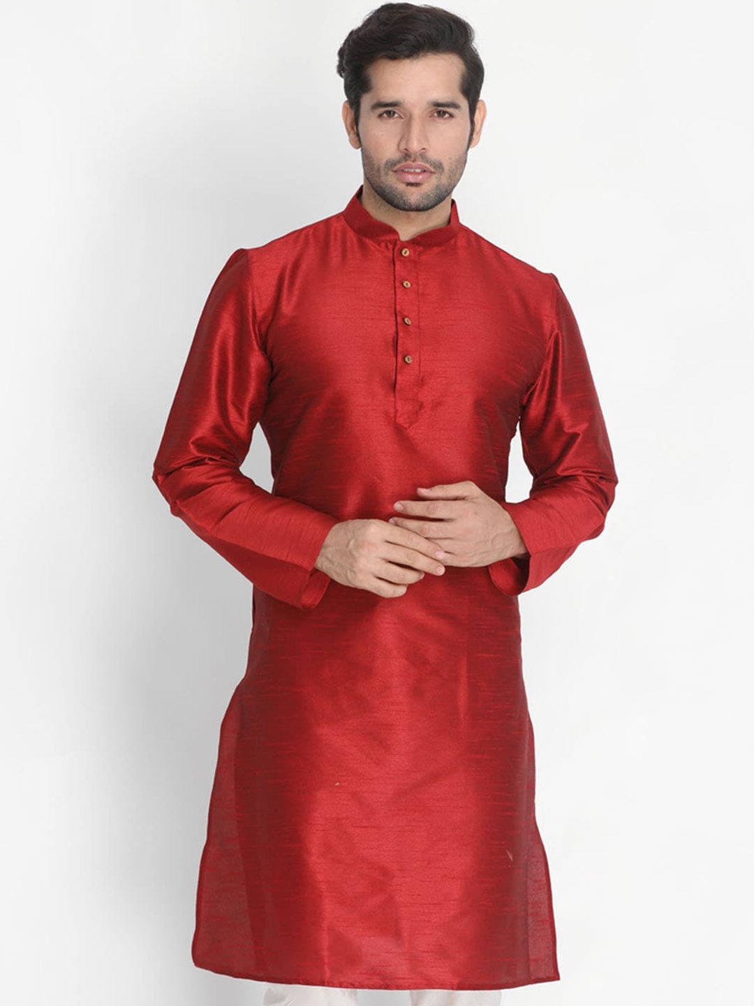 

VASTRAMAY Men Maroon Thread Work Kurta