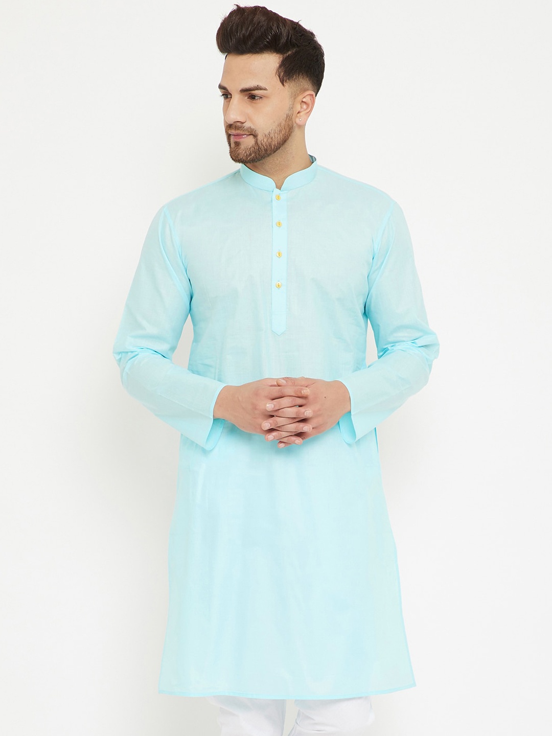 

VASTRAMAY Men Blue Thread Work Kurta