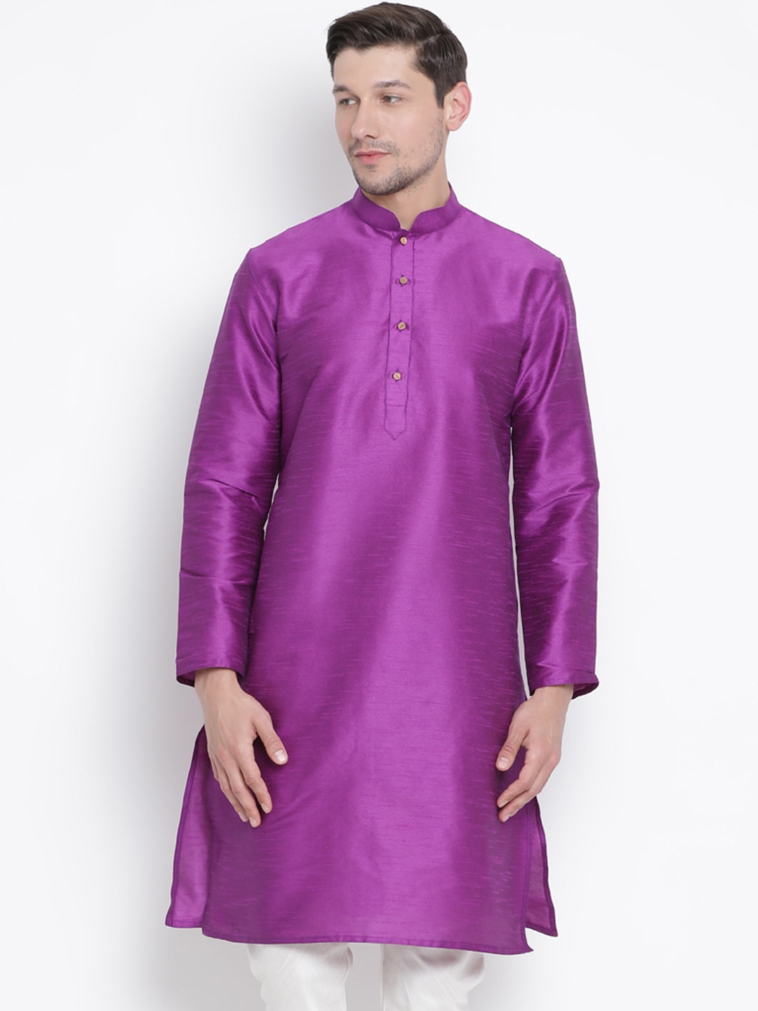 

VASTRAMAY Men Purple Thread Work Kurta