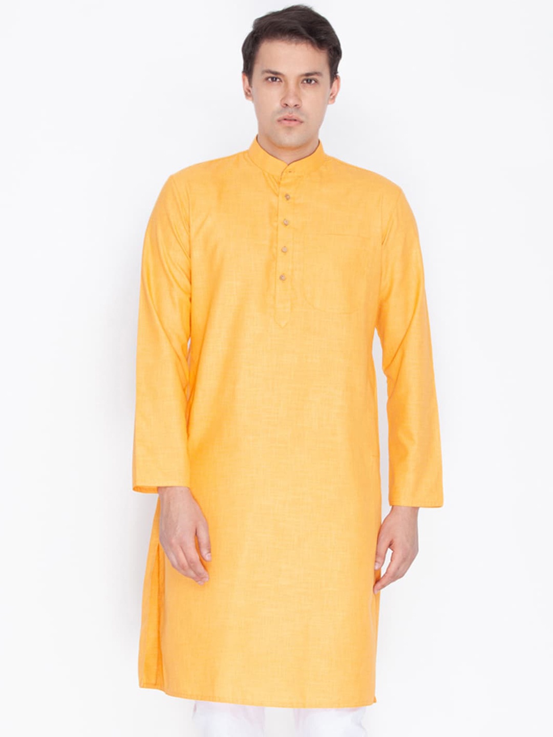 

VASTRAMAY Men Orange Thread Work Kurta