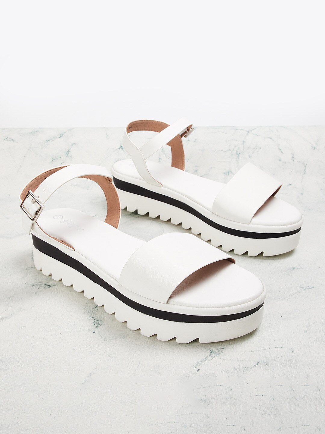 

Ginger by Lifestyle White Flatform Sandals