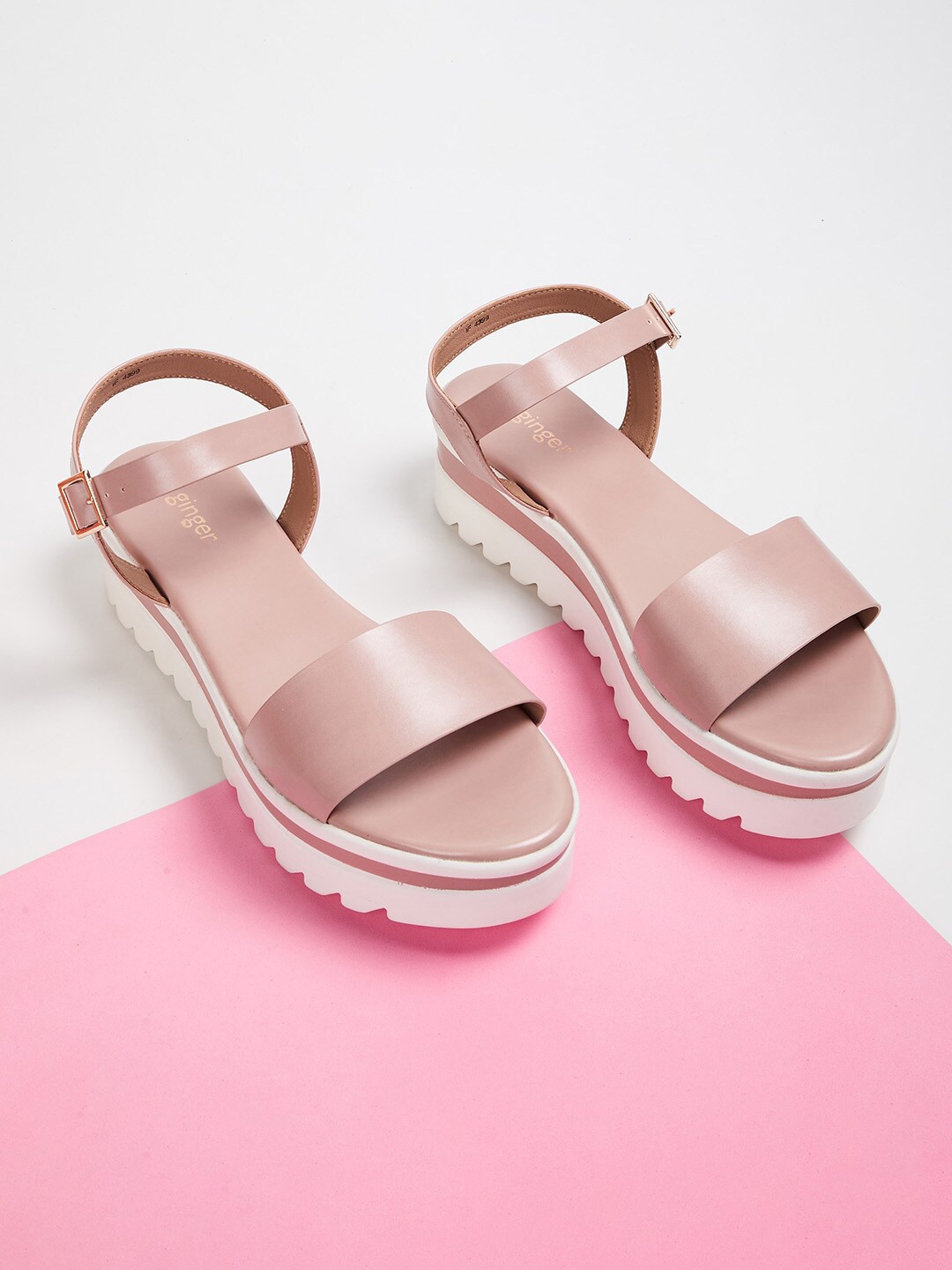 

Ginger by Lifestyle Multicoloured Flatform Sandals with Buckles, Multi