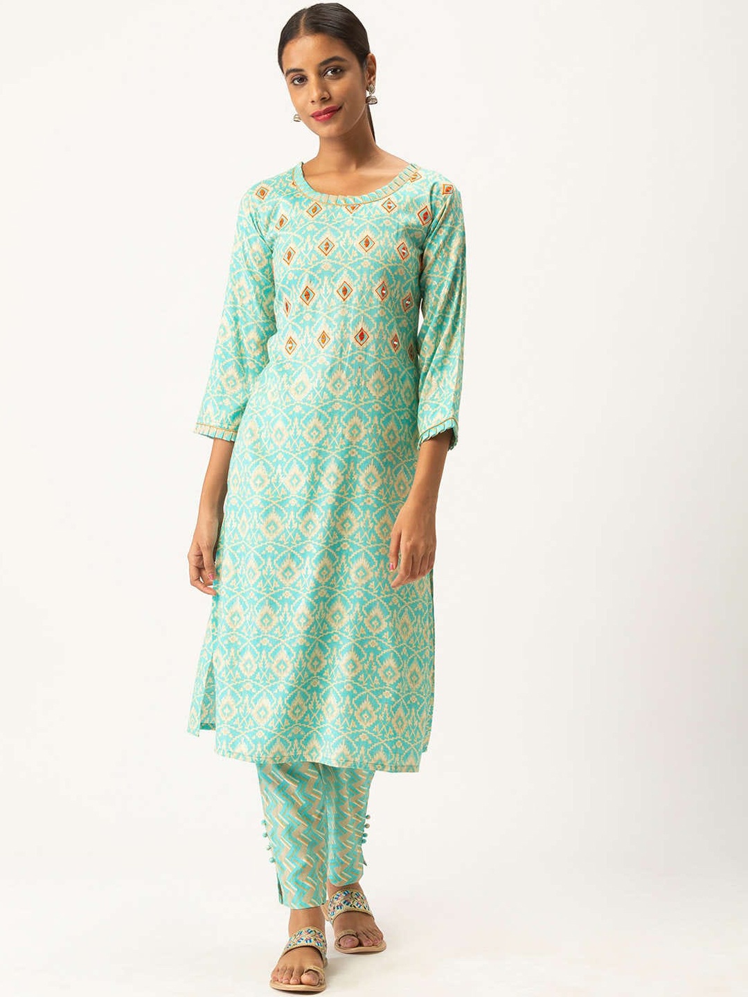 

ZOLA Women Blue Empire Kurti with Pyjamas