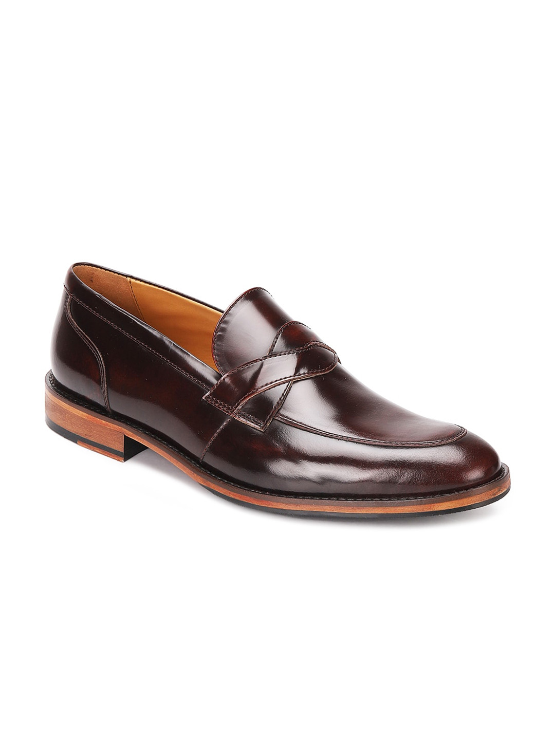 

Churchill & Company Men Burgundy Solid Leather Formal Slip-Ons