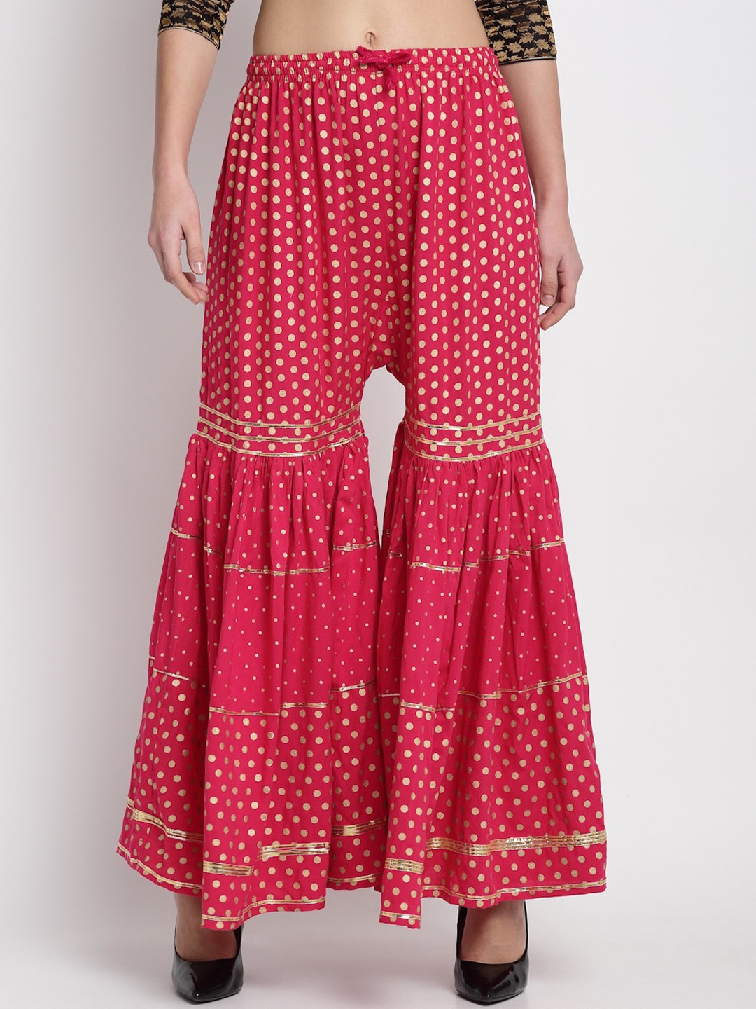 

Miaz Lifestyle Women Pink Printed Relaxed Loose Fit High-Rise Easy Wash Trousers