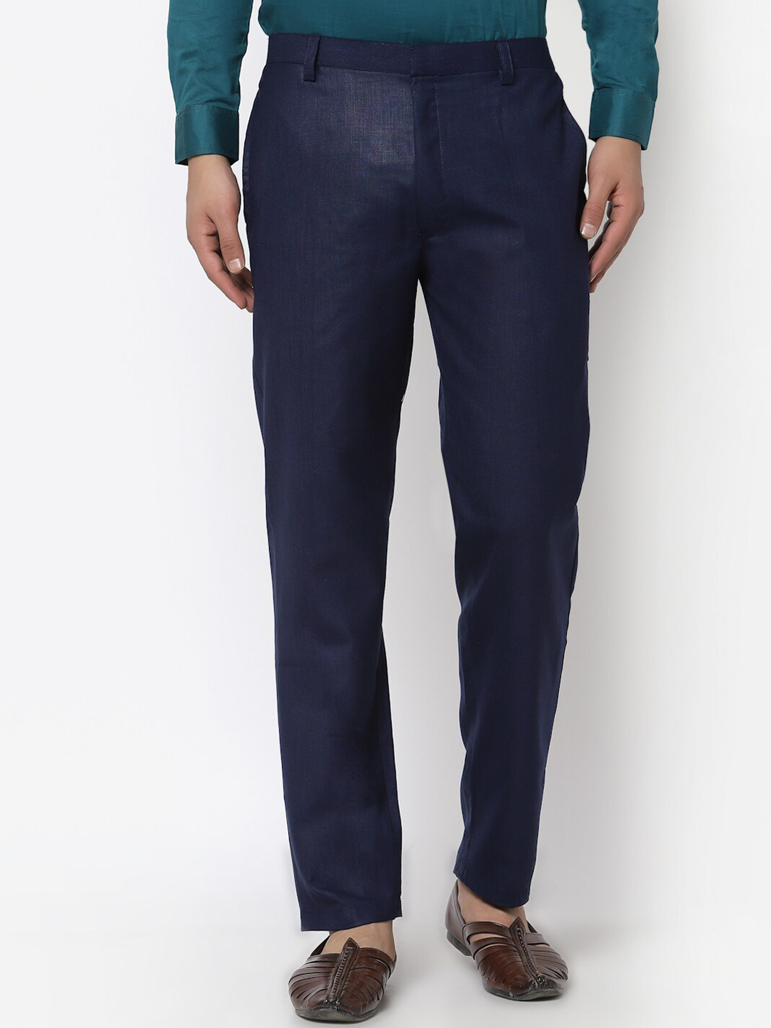 

Chitwan Mohan Men Navy Blue Solid Trousers