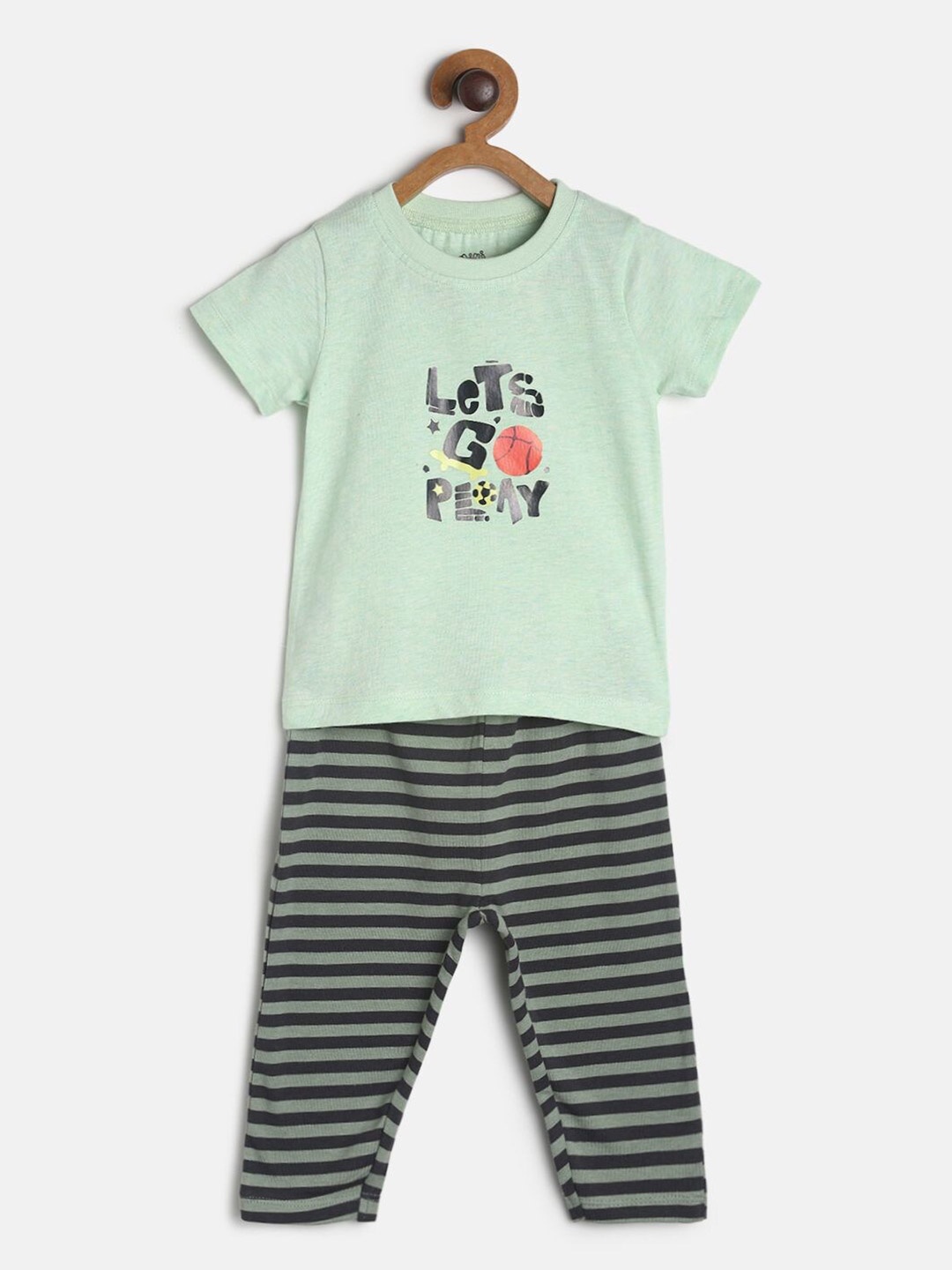 

MINI KLUB Boys Green Printed T-shirt with Trousers
