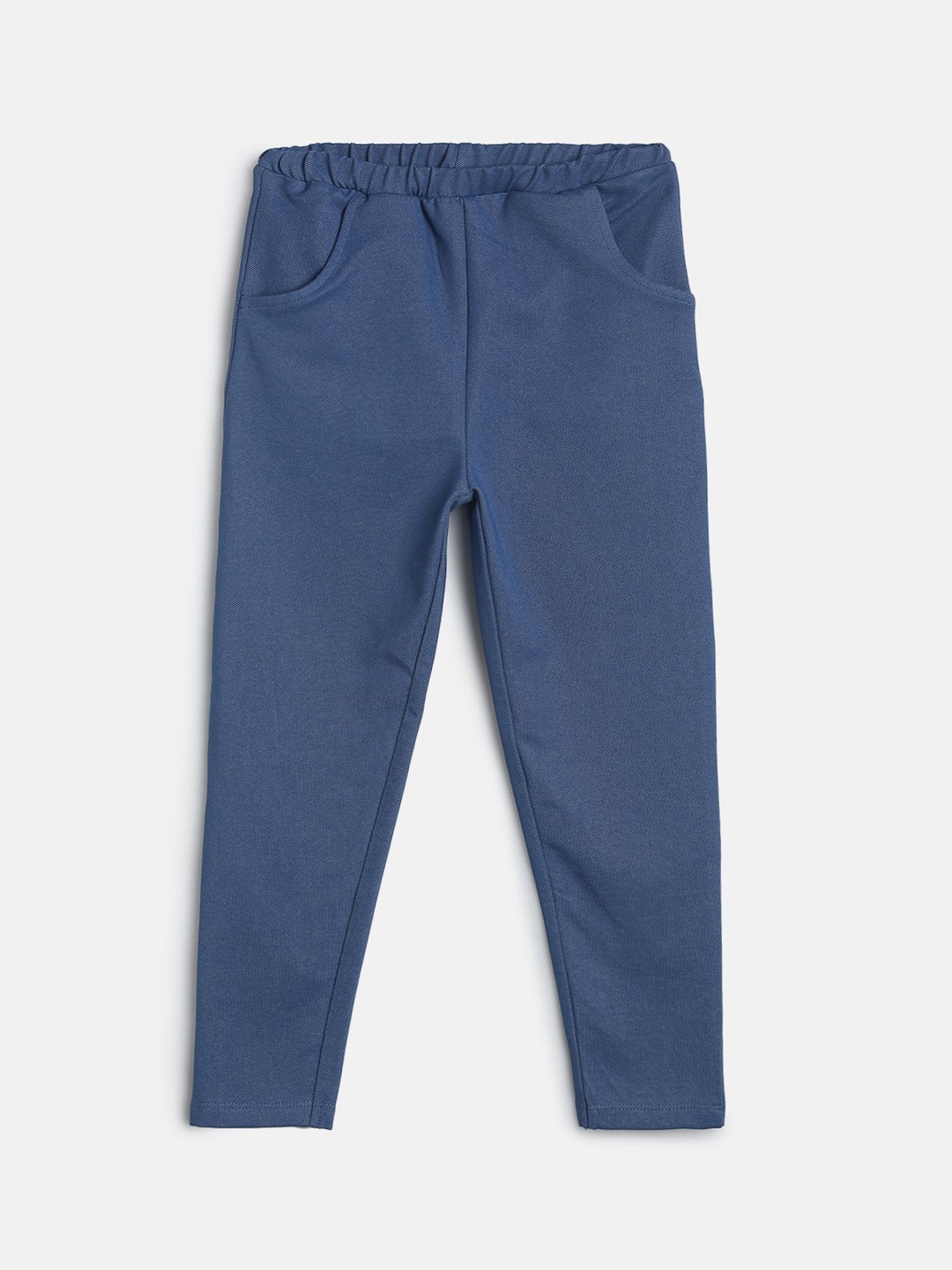 

MINI KLUB Girls Blue Cotton Knit Track Pants