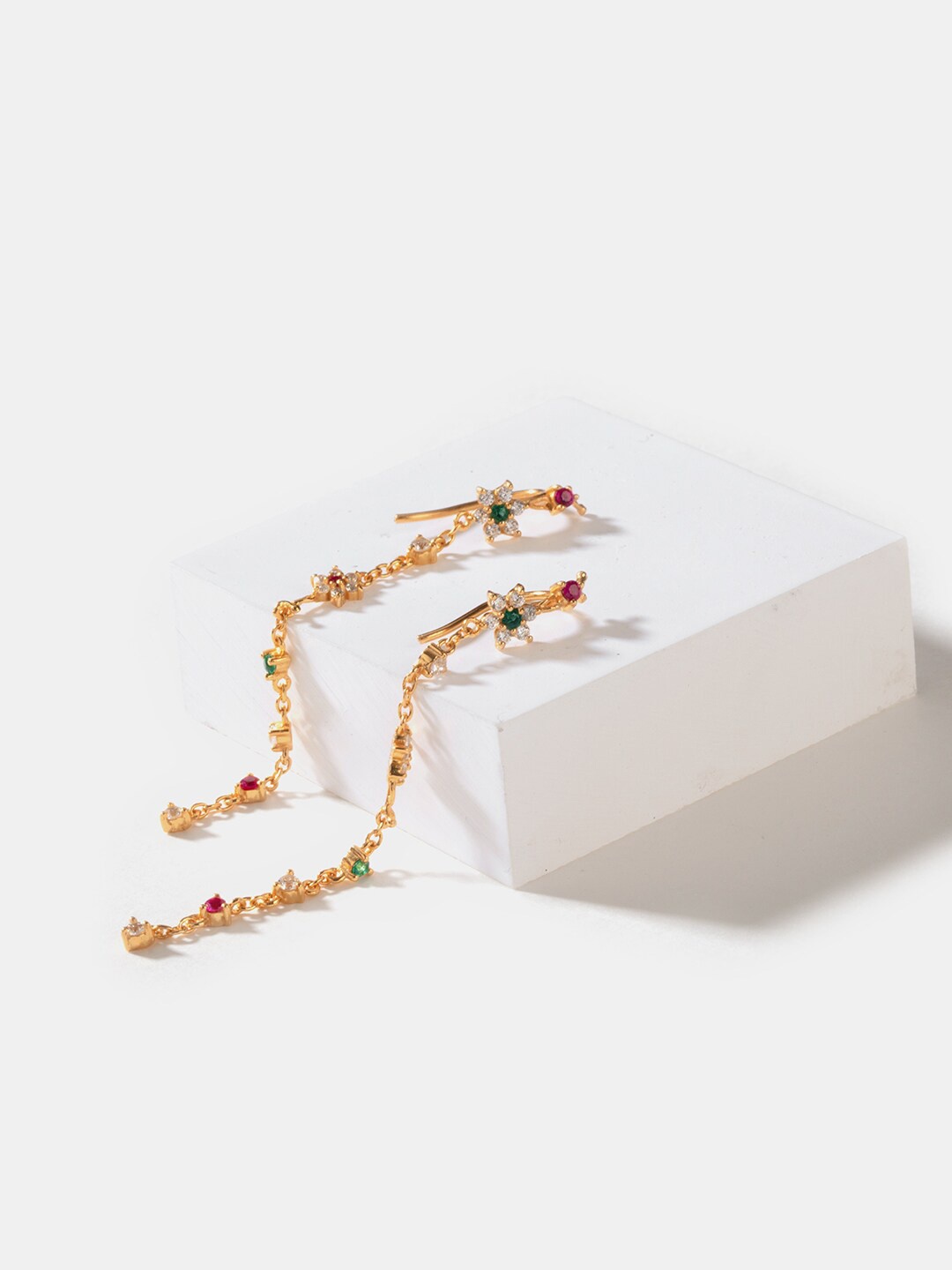 

SHAYA Gold-Toned Contemporary Drop Earrings