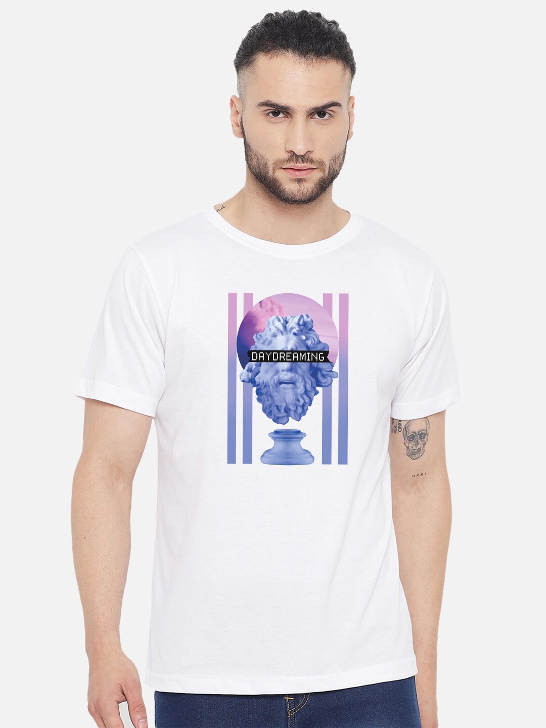 

FFLIRTYGO Men White V-Neck T-shirt