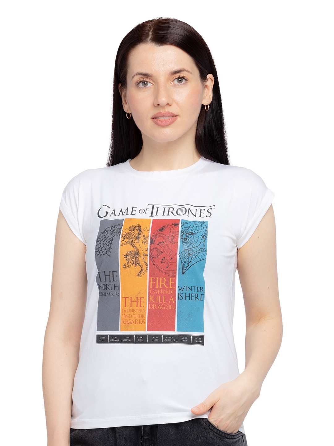

Status Quo Women White Typography Printed T-shirt