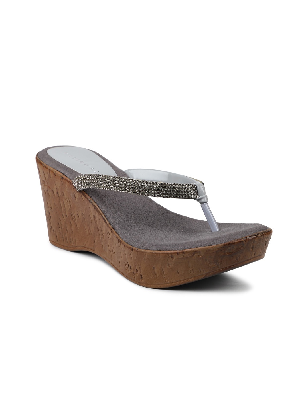 

DESIGN CREW Grey Embellished Wedge Sandals