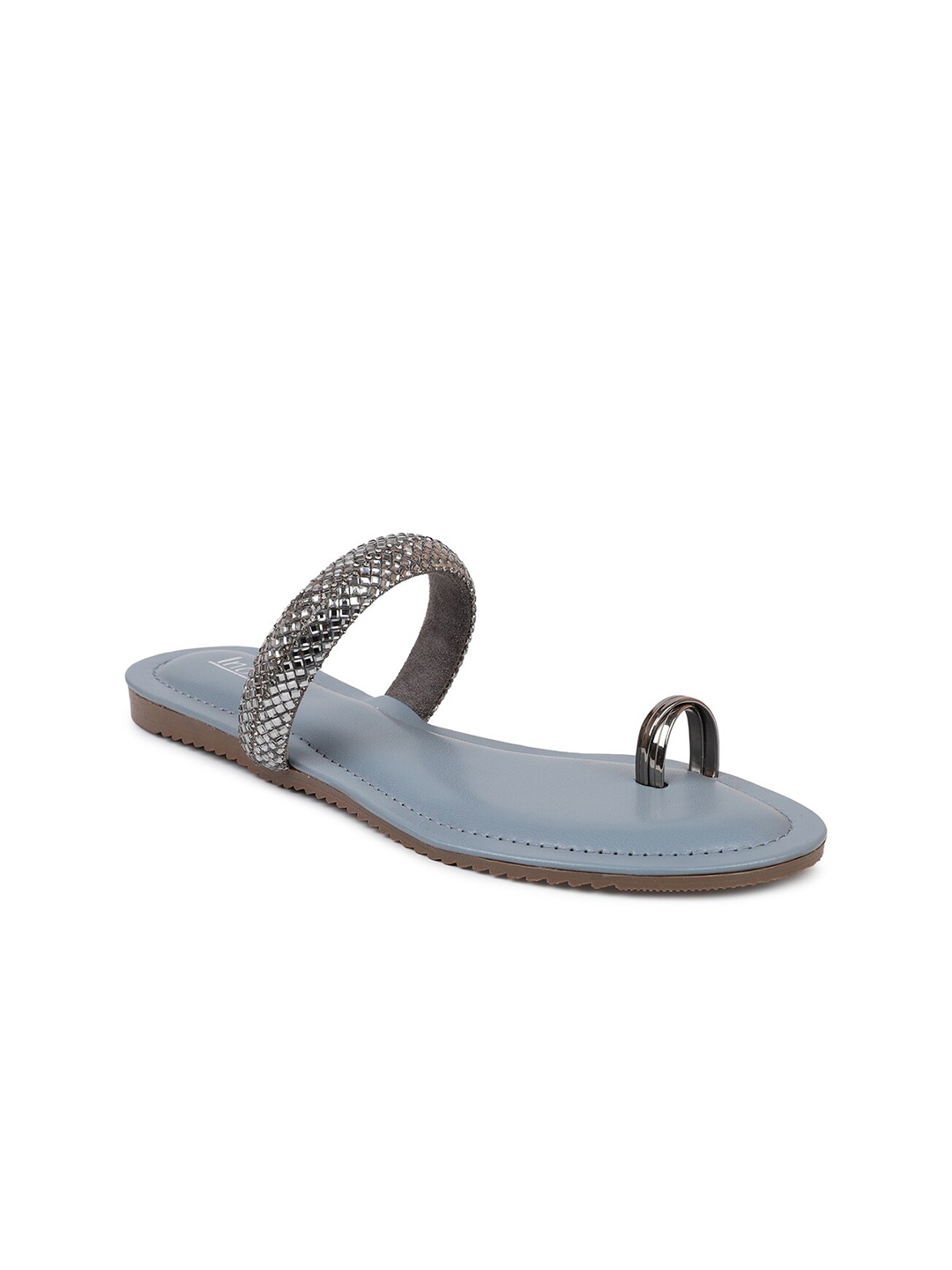 

Inc 5 Women Gunmetal-Toned Ethnic Comfort Sandals, Metallic