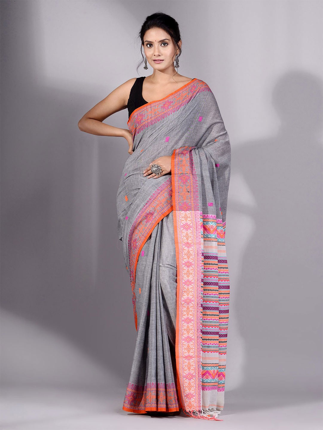 

Charukriti Women Grey Sarees