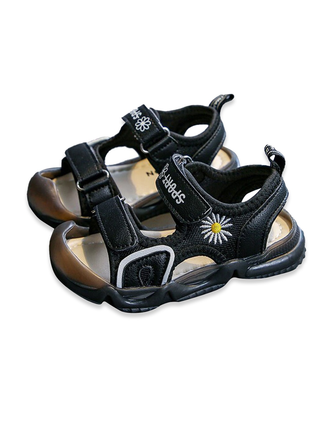 

Hopscotch Unisex Kids Black & White PU Comfort Sandals