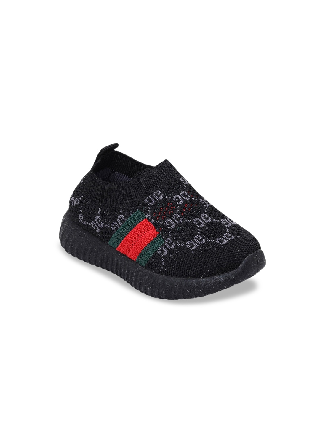 

Hopscotch Girls Black Printed Slip-On Sneakers