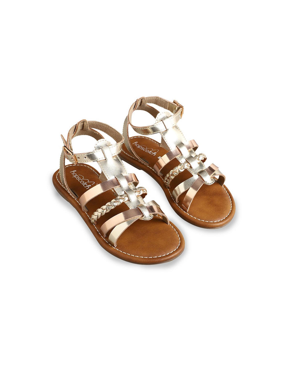 

Hopscotch Girls Gold-Toned T-Strap Flats