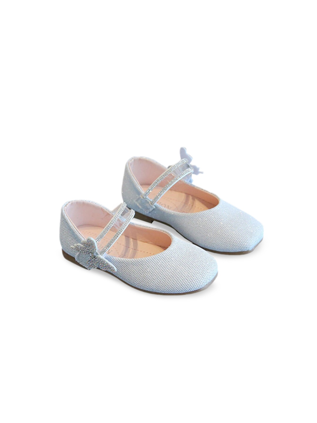 

Hopscotch Girls Silver-Toned Textured Ballerinas with Bows Flats