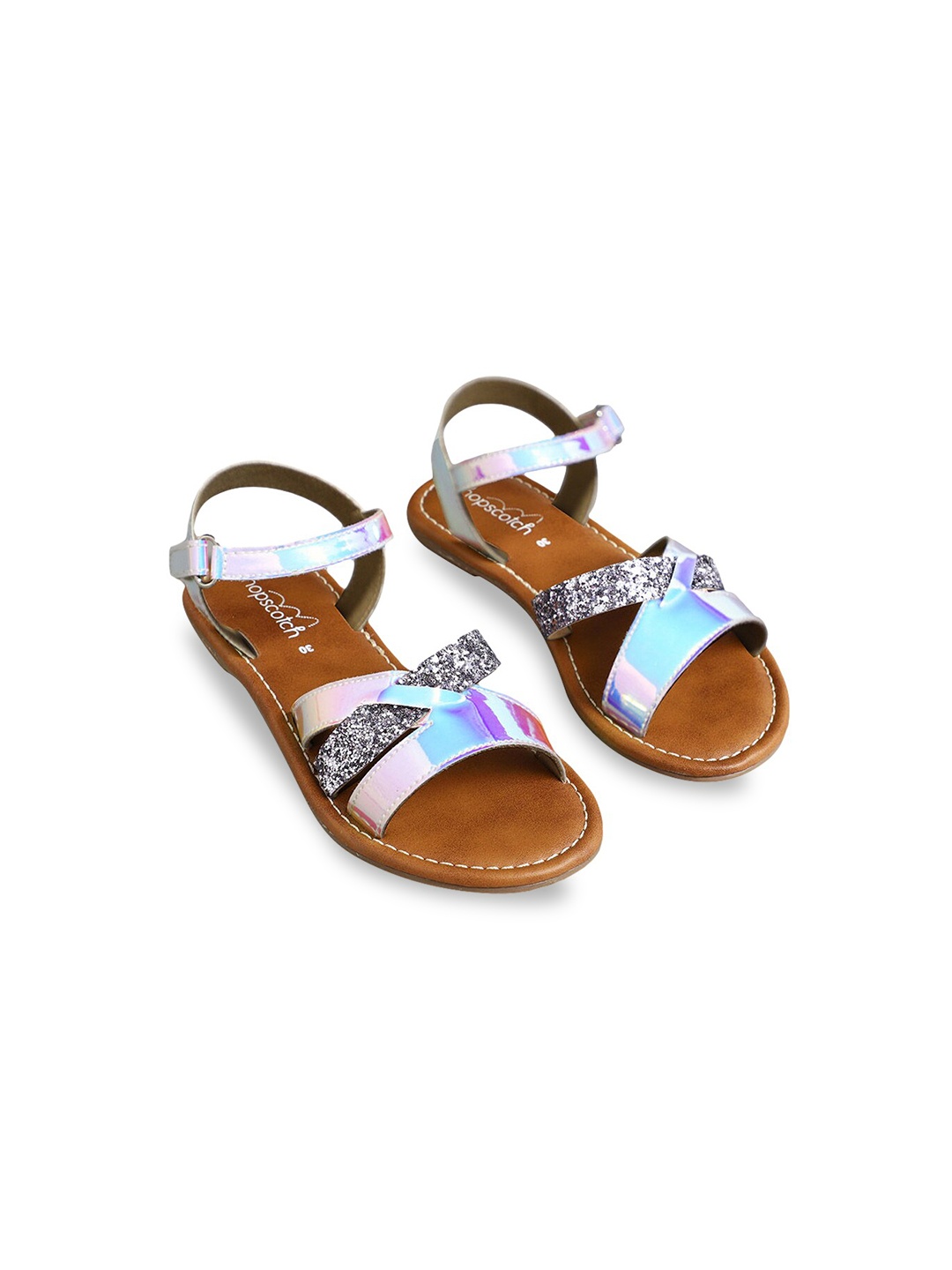 

Hopscotch Girls Silver-Toned Open Toe Flats