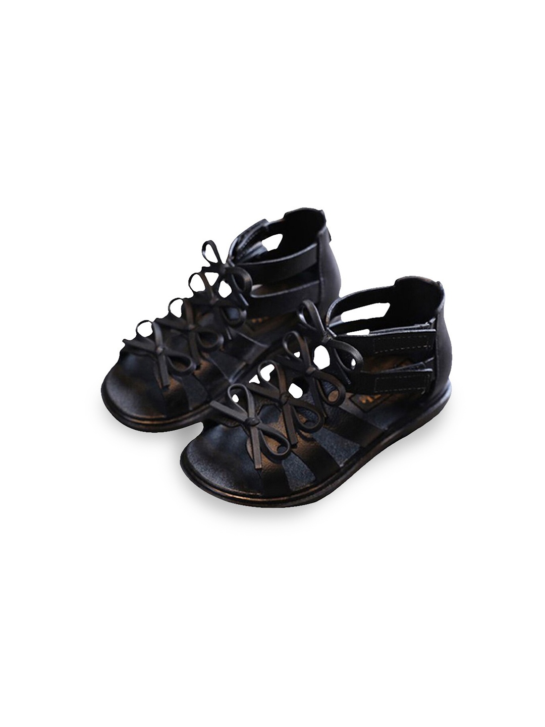 

Hopscotch Girls Black Gladiators with Bows Flats