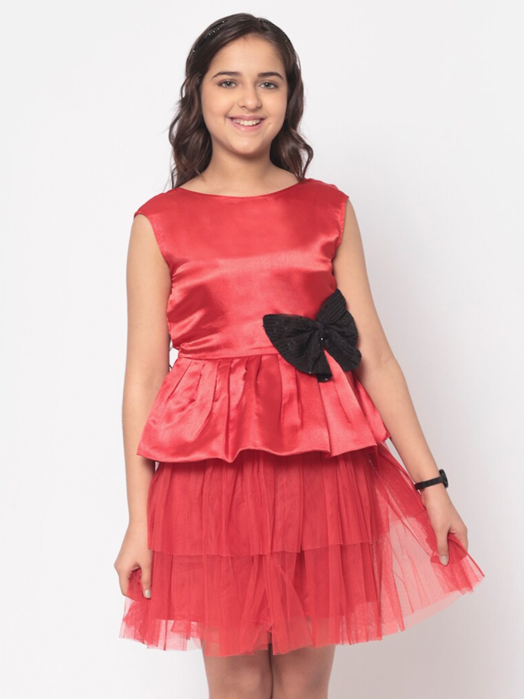 

MINOS Red Satin Dress
