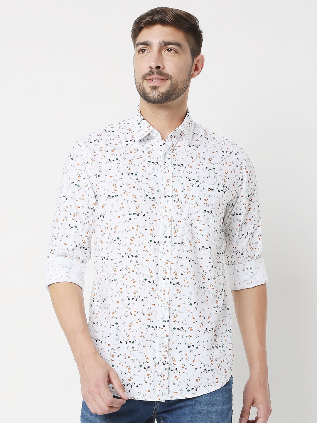 

Mufti Men White Classic Slim Fit Printed Casual Shirt