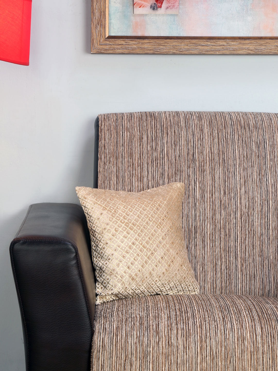 

Athome by Nilkamal Beige & Gold-Toned Abstract Square Cushion Covers
