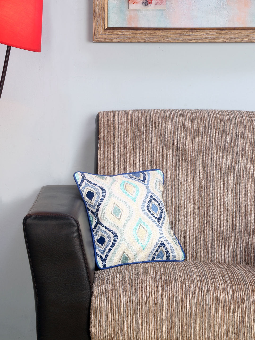 

Athome by Nilkamal White & Blue Abstract Square Cushion Covers