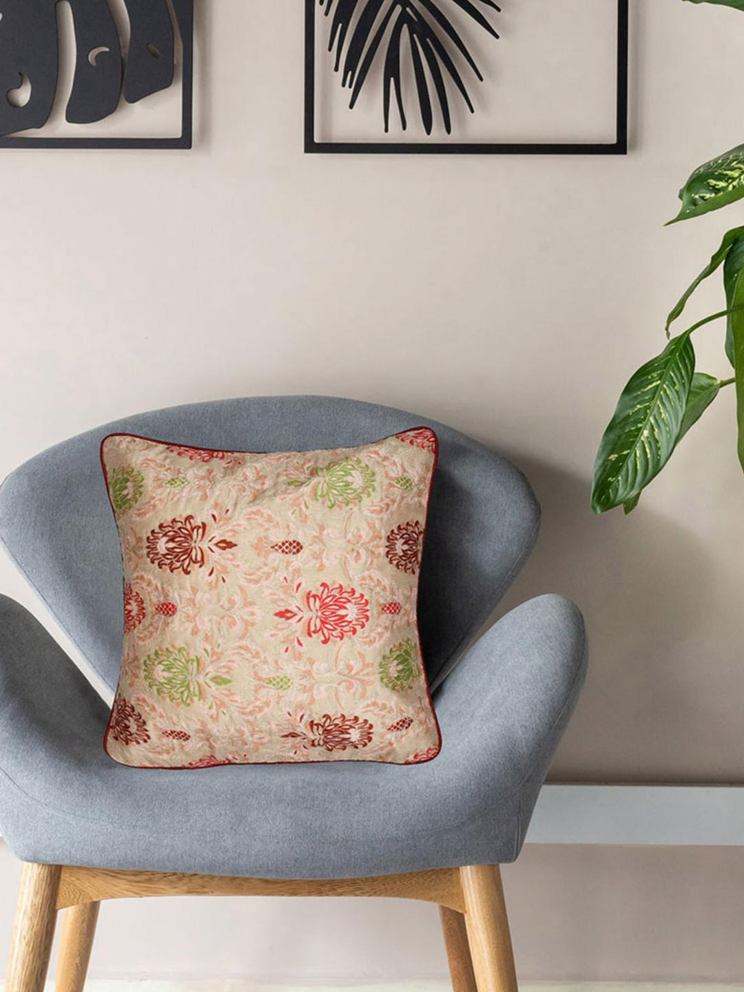 

Athome by Nilkamal Pink & Red Abstract Square Cushion Covers