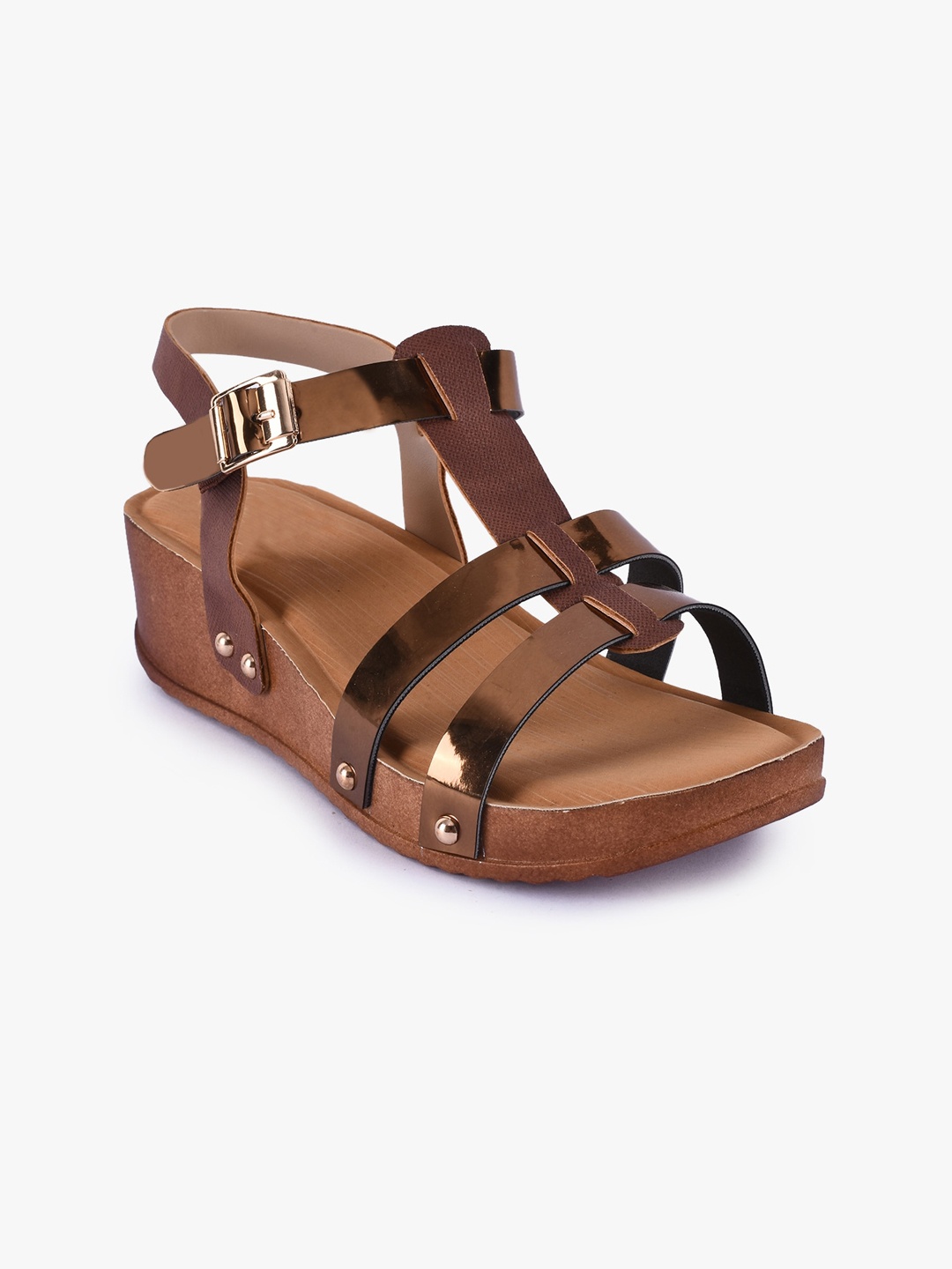 

BuckleUp Women Tan Open Toe Flats with Buckles
